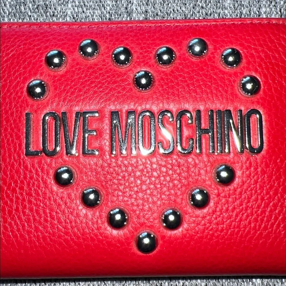 Love Moschino Red Heart Studded Wallet NWT